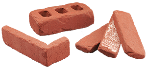 tumbled thin brick vee brick shapes